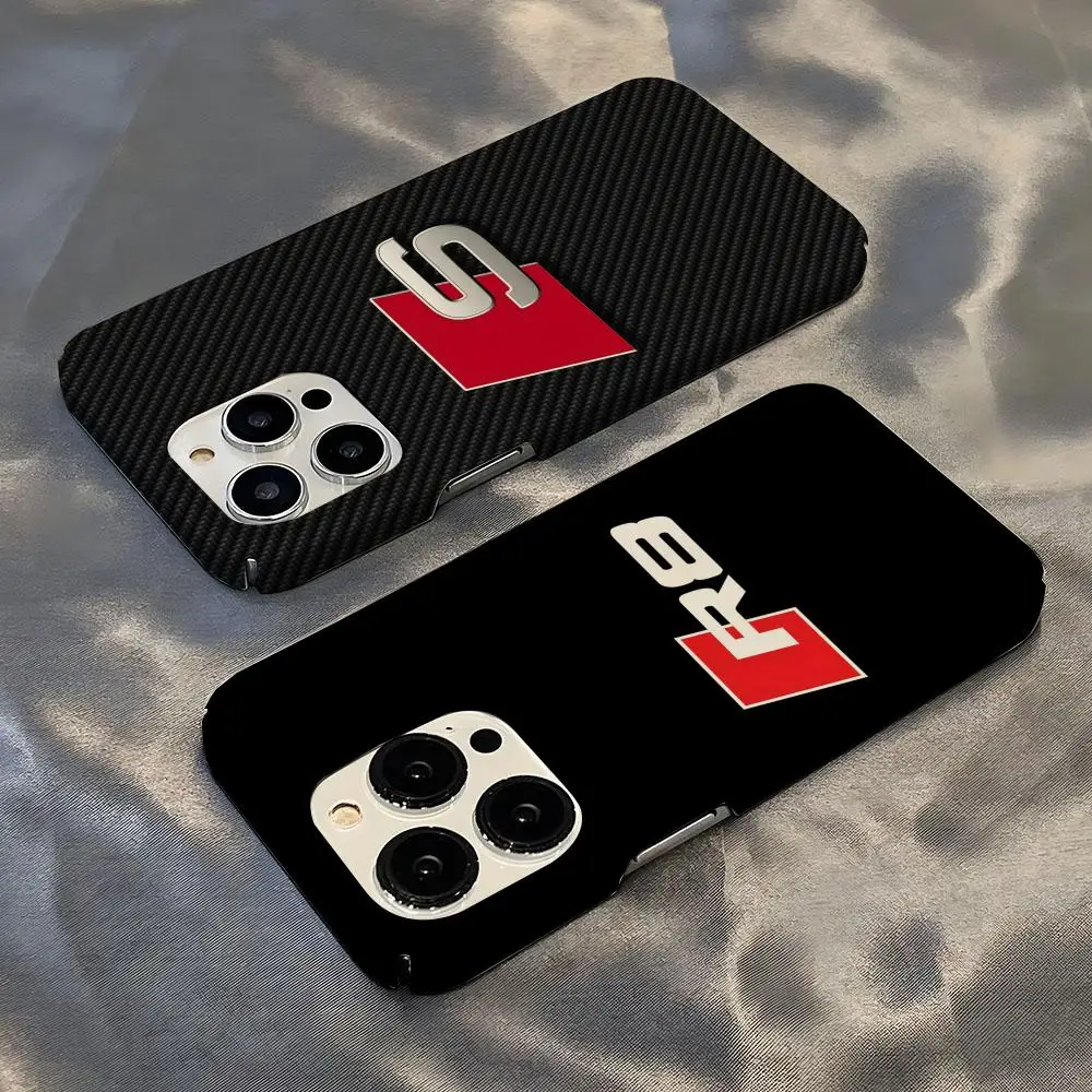 A-Audi-S Line Handyhülle Trendige Schutzhülle für iPhone 16 17 15 14 13 12 11 Plus Pro Max Mini Glänzende HD Hartschalen-Abdeckung