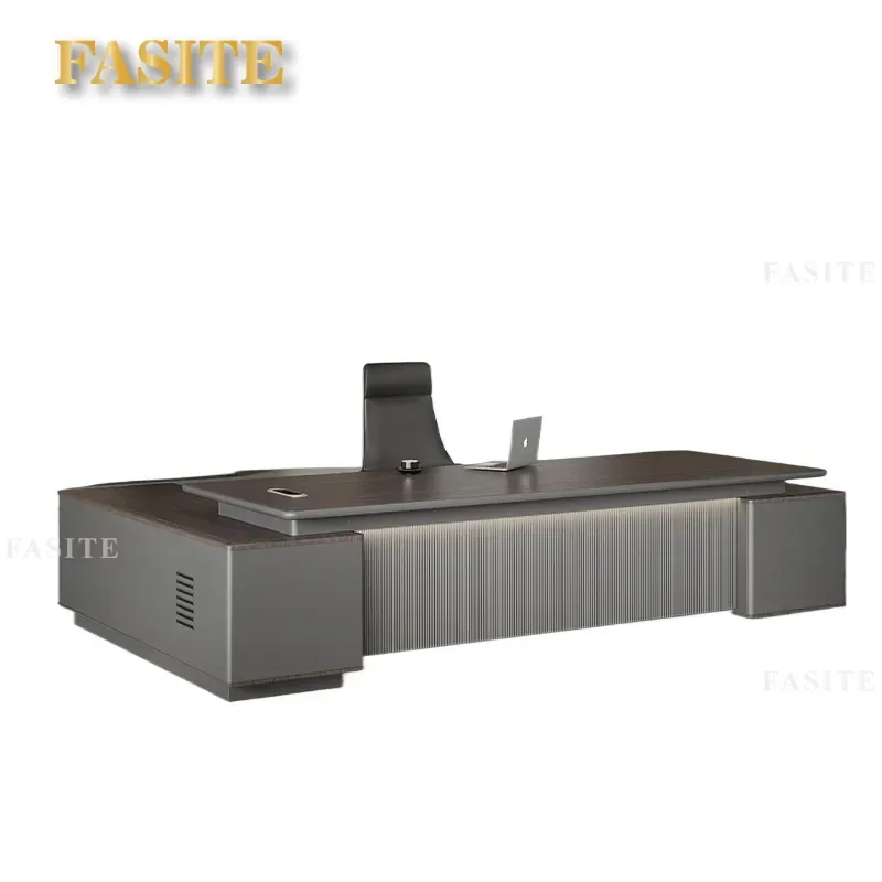 For Customized High End Wood Grain Boss Table President Desk Simple Modern Office Manager Table and Chairs Set