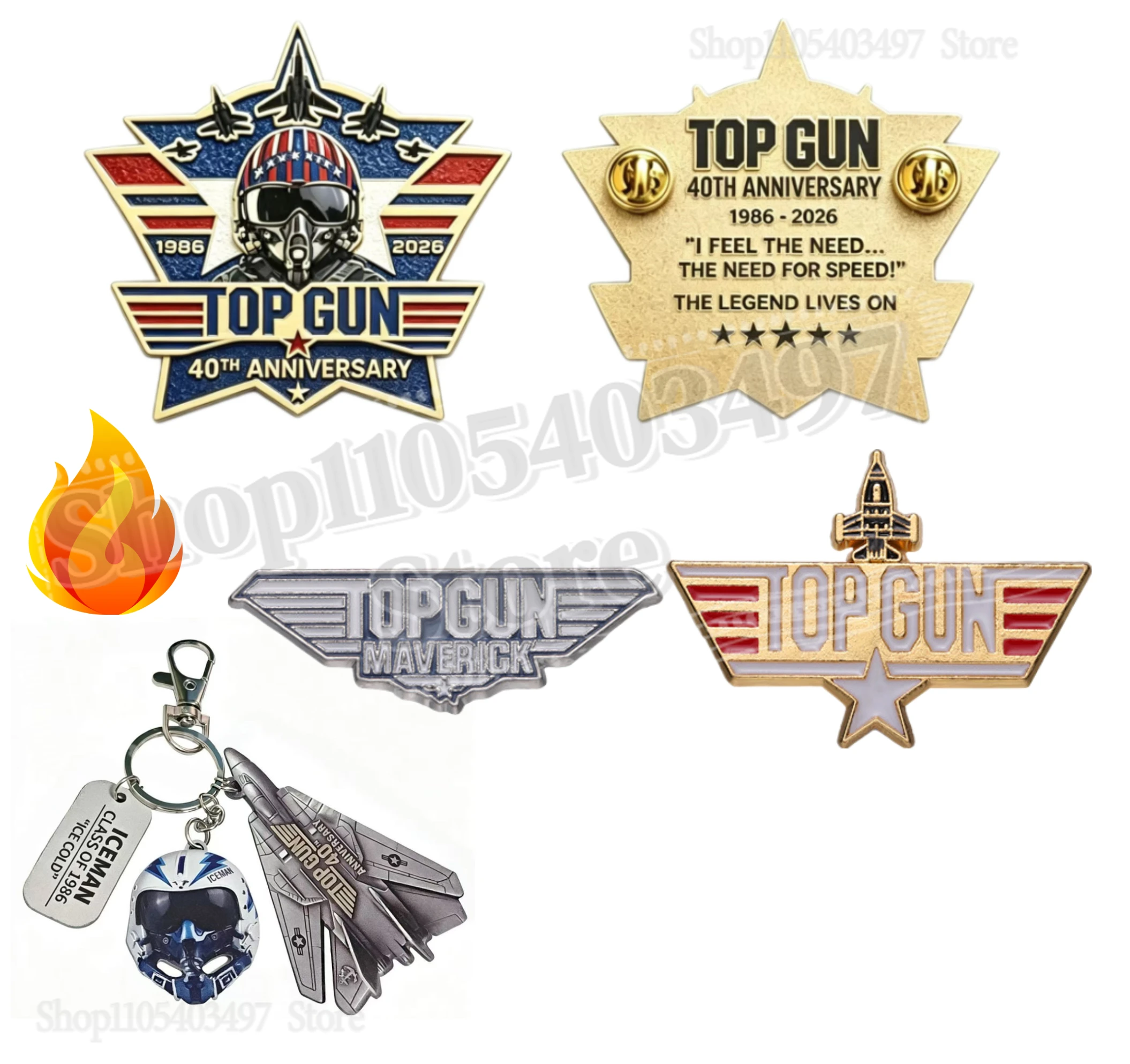 

Top Gun 40th Commemorative Pin & Keychain,Retro Military Pilot Enamel Pin 40th Anniversary Inspired Collectible for Fans