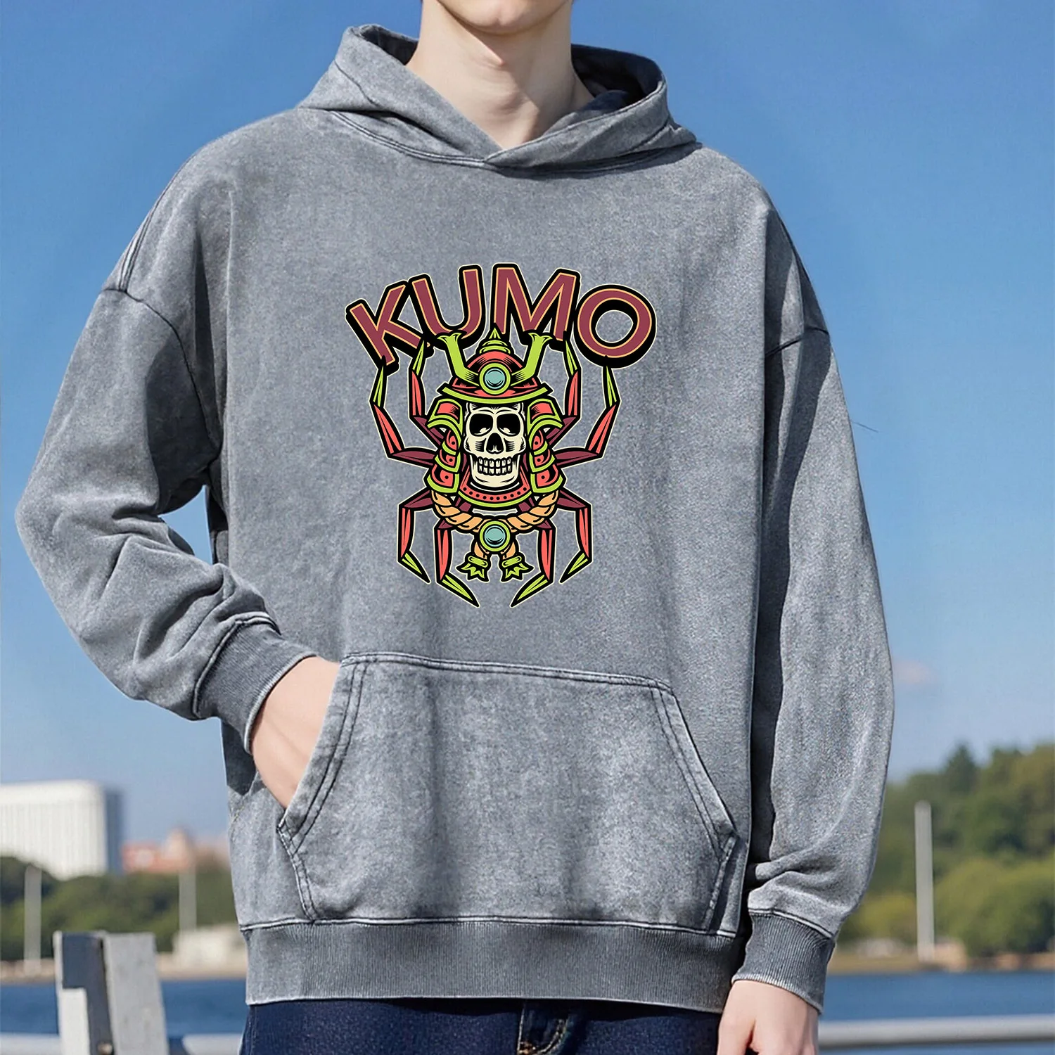 كومو ريترو غسلها نمط مقنعين البلوز للجنسين نمط رياضي غير رسمي مصنوع من القطن الخالص نمط الشارع 400G #1