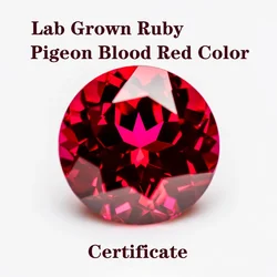 Lab Grown Ruby Pigeon Blood Red Color Round Shaped Beads Charm Gemstone DIY Ring Necklace Earrings Main Materials Certificate
