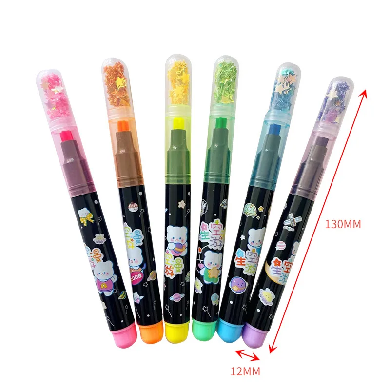 6 Colors/set Kawaii Star Highlighter Pen Candy Color Cute Stamper Pen Hand account Student gifts School Stationery Supplies