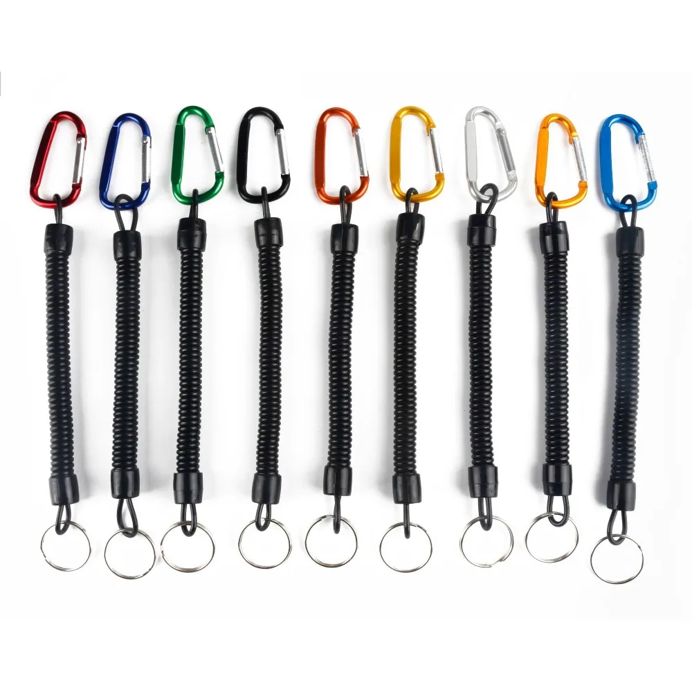 1Pc Fishing Anti-lost Rope Lanayrd Clip Keychain Elastic Pass Access Bus Card Lanyard Spring Type Badge Card Accessories Clips