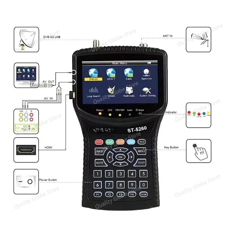 

ST-5260 DVB-S2 ISDB-T Satllite Finder Spectrum Analysis Star Finder