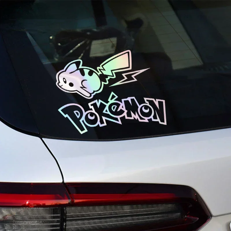 Pokemon Cartoon Anime Peripheral Reflective Pvc Stickers Cute Pikachu Gengar Car Electric Car Decoration Body Creative Stickers