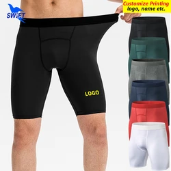 Collants de compression à séchage rapide pour hommes, shorts d'entraînement de fitness, pantalons courts de sport à poche, bas d'entraînement personnalisés, été