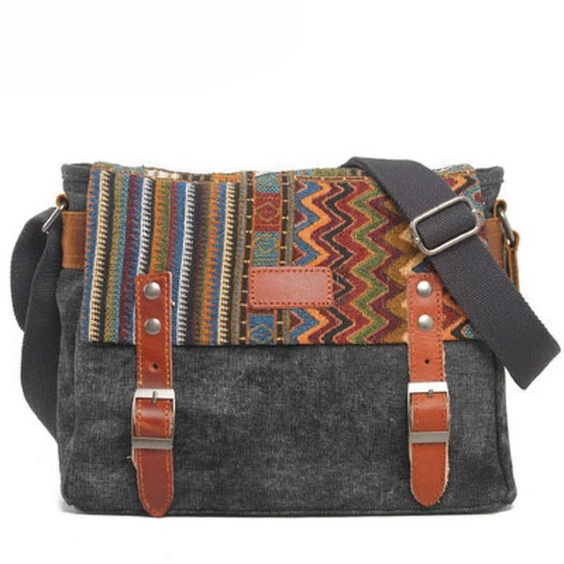 Men Genuine Leather Small Square Crossbody Bag Retro Ethnic Style Casual Single Shoulder Sling Bag For Daily Use