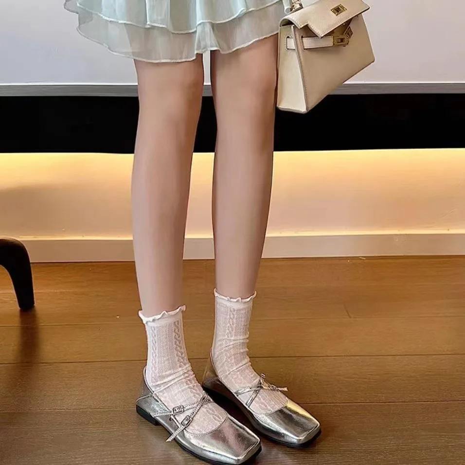 Women's Socks Spring Summer New ballet-style Mary Jane socks thin sweet socks wooden ear lace pile socks Fashion Socks wholesale
