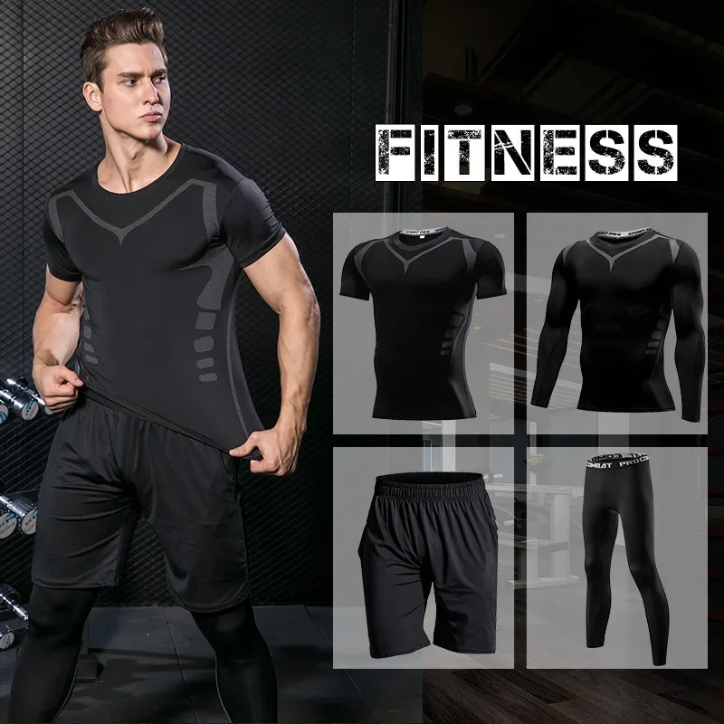 Compressione maschile abbigliamento sportivo tute palestra allenamento stretto abbigliamento allenamento Jogging Set sportivo Fitness tuta da corsa