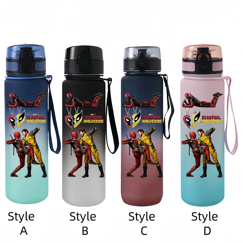 Marvel Deadpool and Wolverine Water Cup Outdoor Sports 650ml Large Capacity Water Bottle Gift Student High-Looking Straight Cup