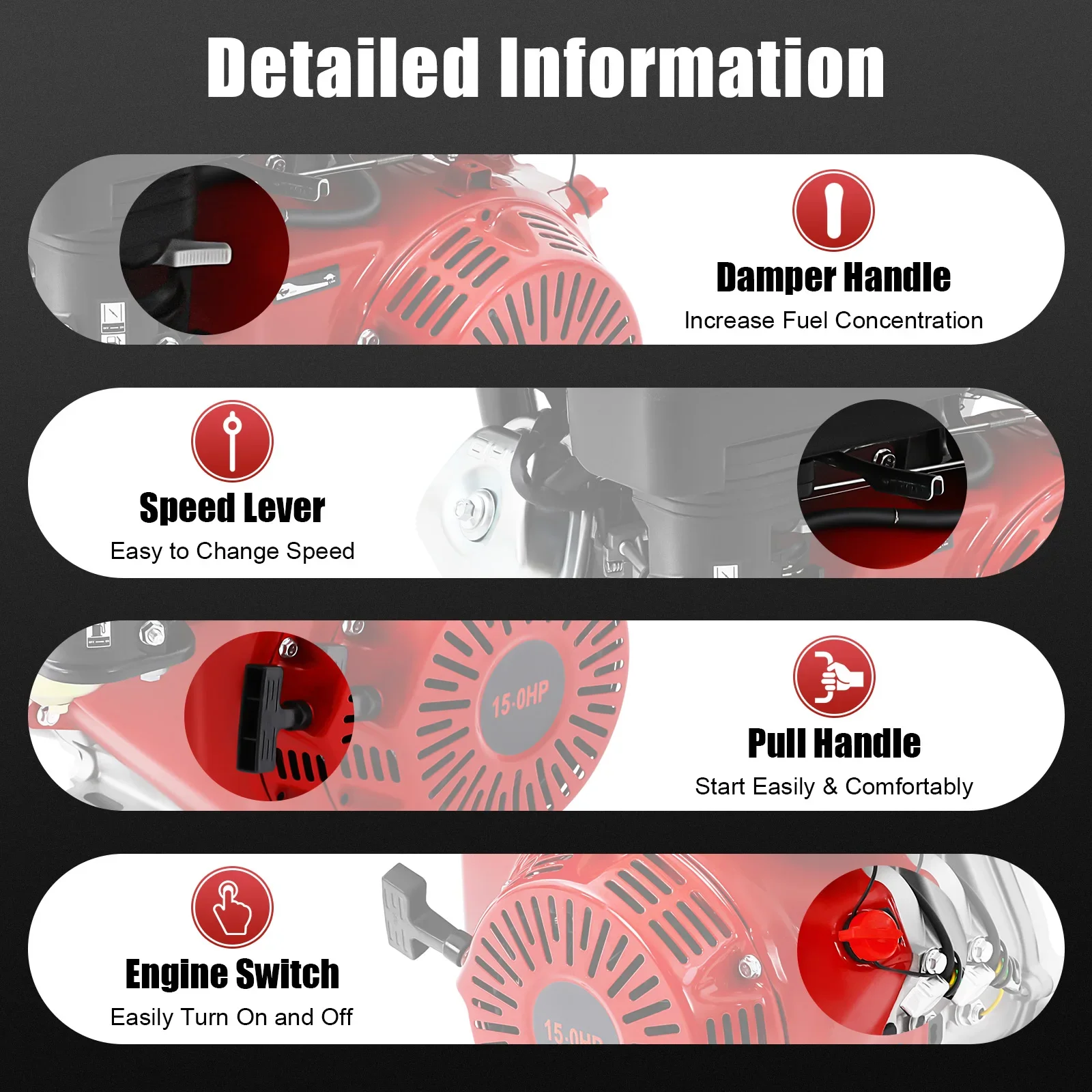 Customizable 420cc 9700W 15HP 4 Stroke  Engine Air Cooling Pull Start  for Water Ppumps Vibrators Generators