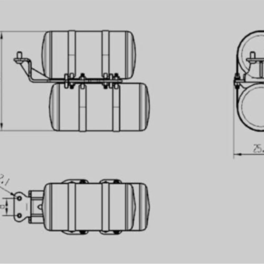 미국 재고 예비 LESU 1/14 금속 에어 탱크 RC DIY 타미야 3348 트럭 덤퍼 원격 모델 차량 공압 시스템 액세서리