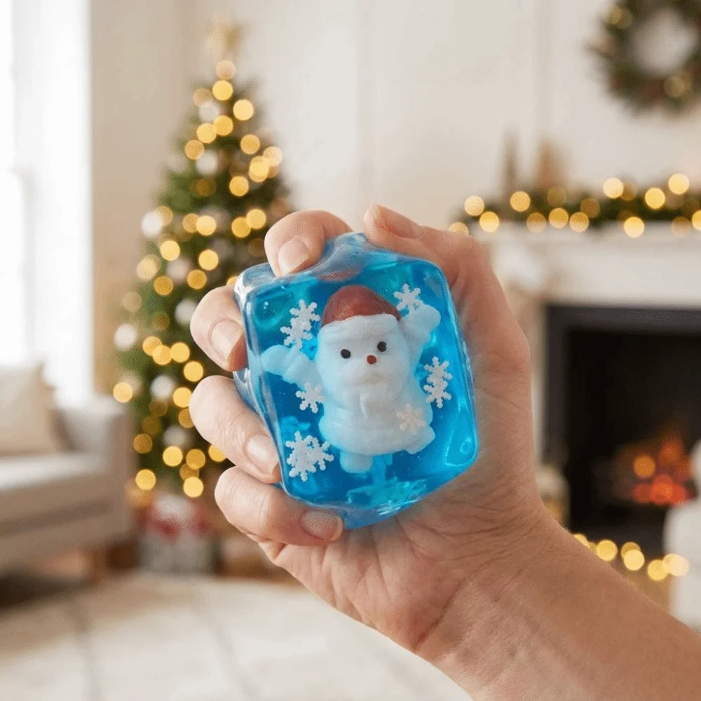 Funny Glow in The Dark Christmas Squeezed Cube TPR Slow Rebound Ice Cube Squishy Cartoon Simulation Squishy Fidget Toy Kids
