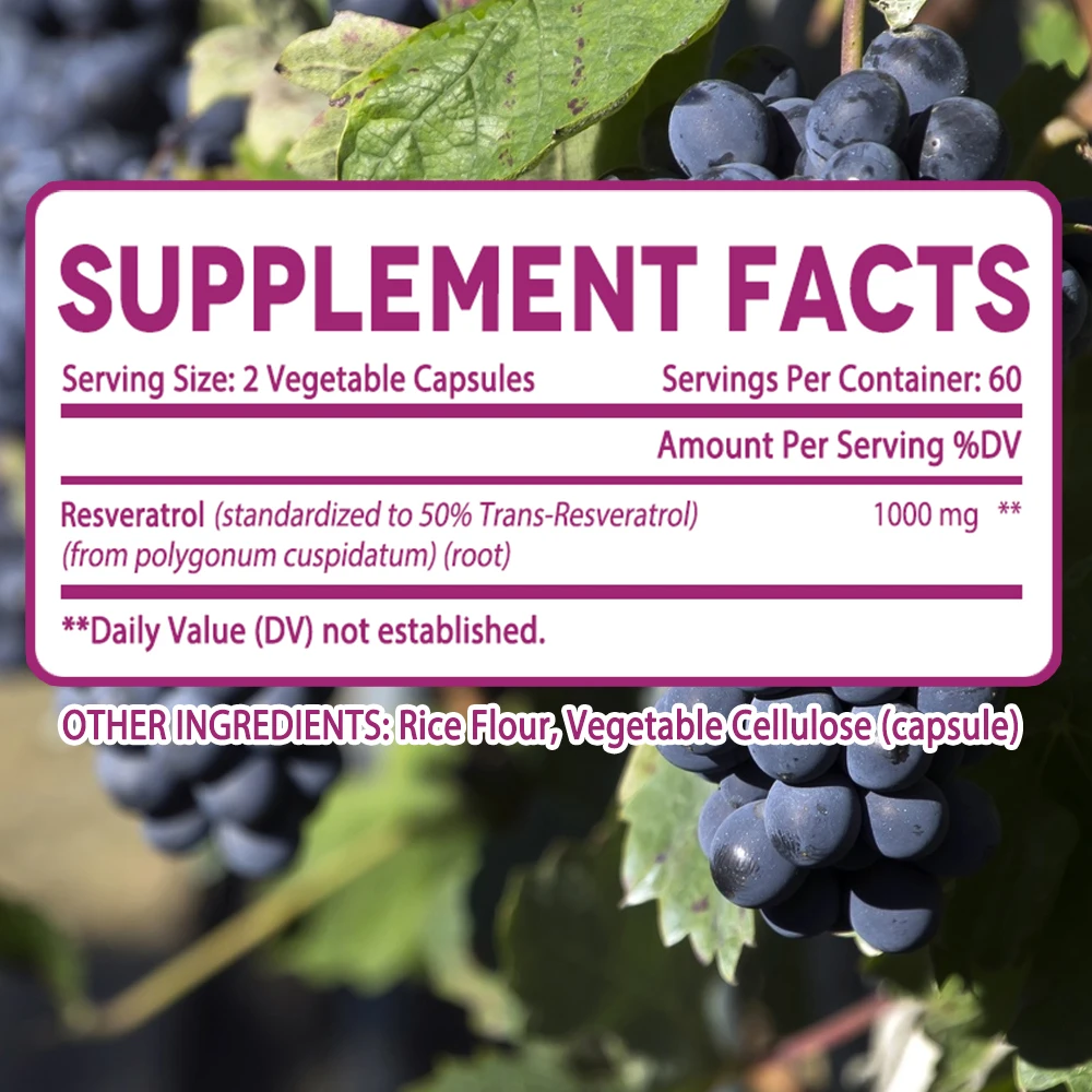 

Fearathe Resveratrol Capsules - 1000 Mg, Supports Brain and Immune Function, Heart Health, Brain Health, Anti-Aging, Antioxidant