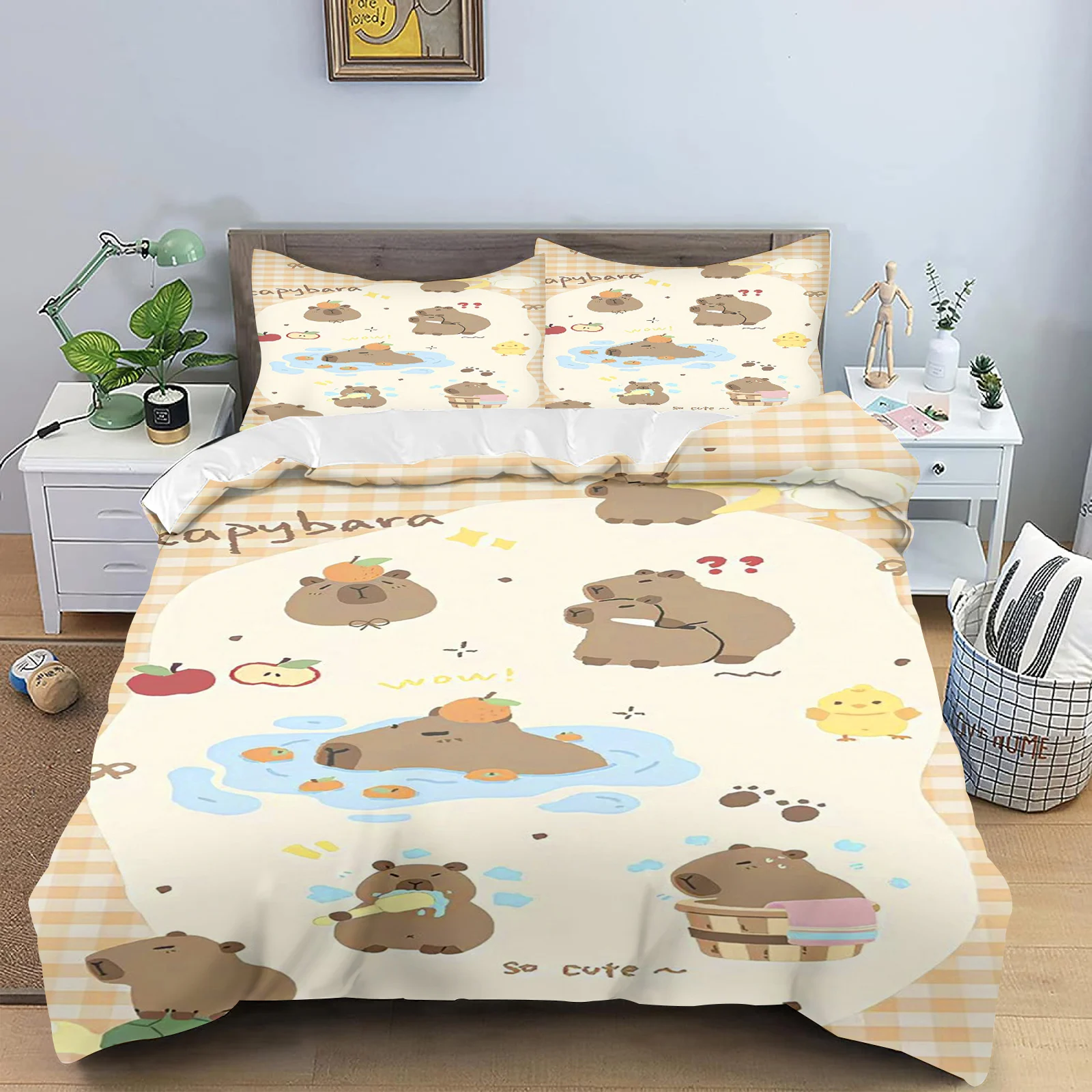 

Cartoon Kapybara Quilt Cover, Skin-Friendly And Breathable Duvet, Teenager, Fluffy, Warm, Cuddly, Comforter, Warmth Bedding