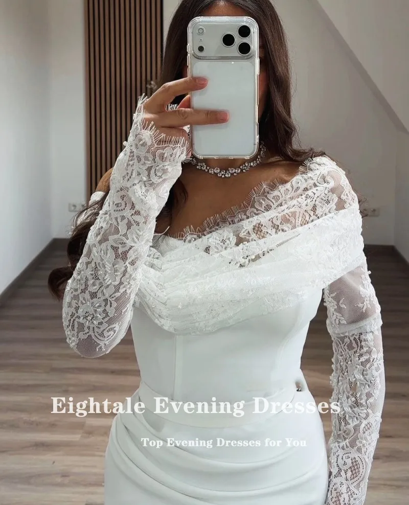 Robe de soirée arabe pour fête de mariage, ivoire, manches longues, longueur au sol, sirène musulmane, noire, personnalisée, robe de bal