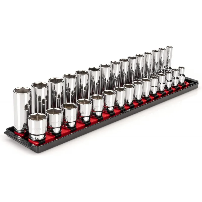  30-Piece (10-24 mm) 1/2 Inch Drive 6-Point Socket Set with Rails| SHD92211