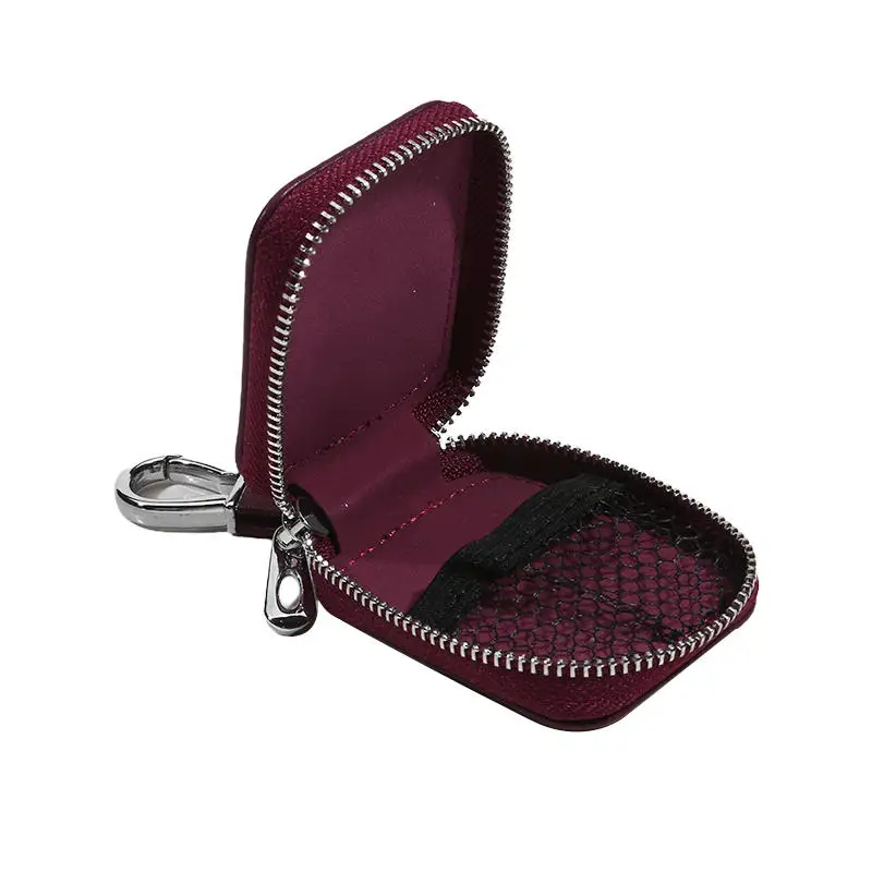 Portafogli chiave mini moda nuovo design tinta unita Borsa piccola per auricolari con cerniera in vera pelle carina con portachiavi per uomo donna