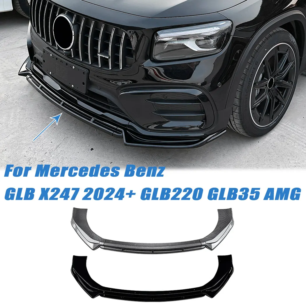 For Mercedes Benz GLB X247 2024+ GLB220 GLB35 AMG Three Stage Front Bumper Lip Front Spoiler Diffuser Body Guard Modified Kit