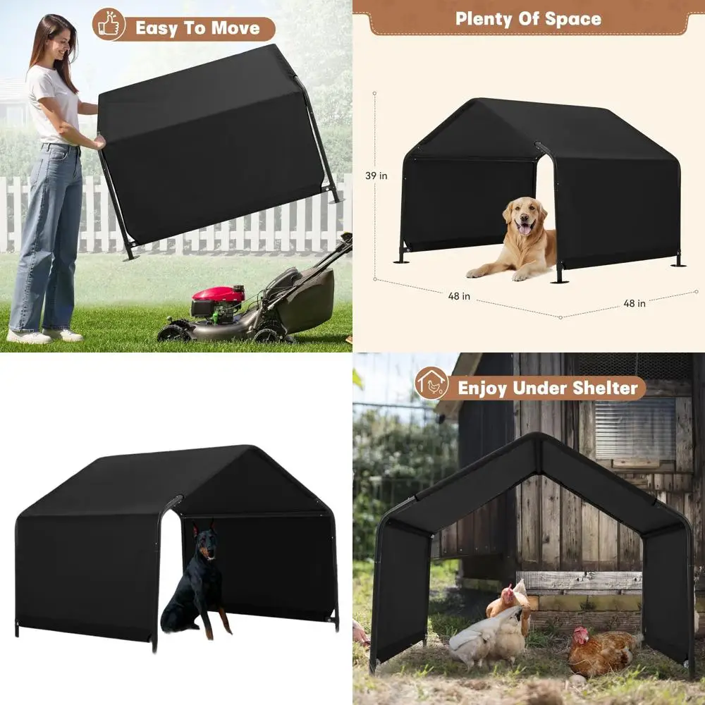 

Outdoor 4x4x3' Dog Shade Shelter for Large & Medium Dogs, Waterproof Roof, Suitable for Cats, Pigs, and Livestock