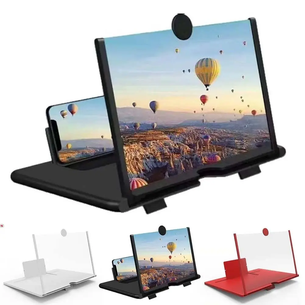 جهاز عرض مضخم شاشة الهاتف عالي الدقة ثلاثي الأبعاد، حامل قابل للطي لألعاب فيديو الأفلام، متوافق مع جميع الهواتف الذكية مقاس 10 بوصات