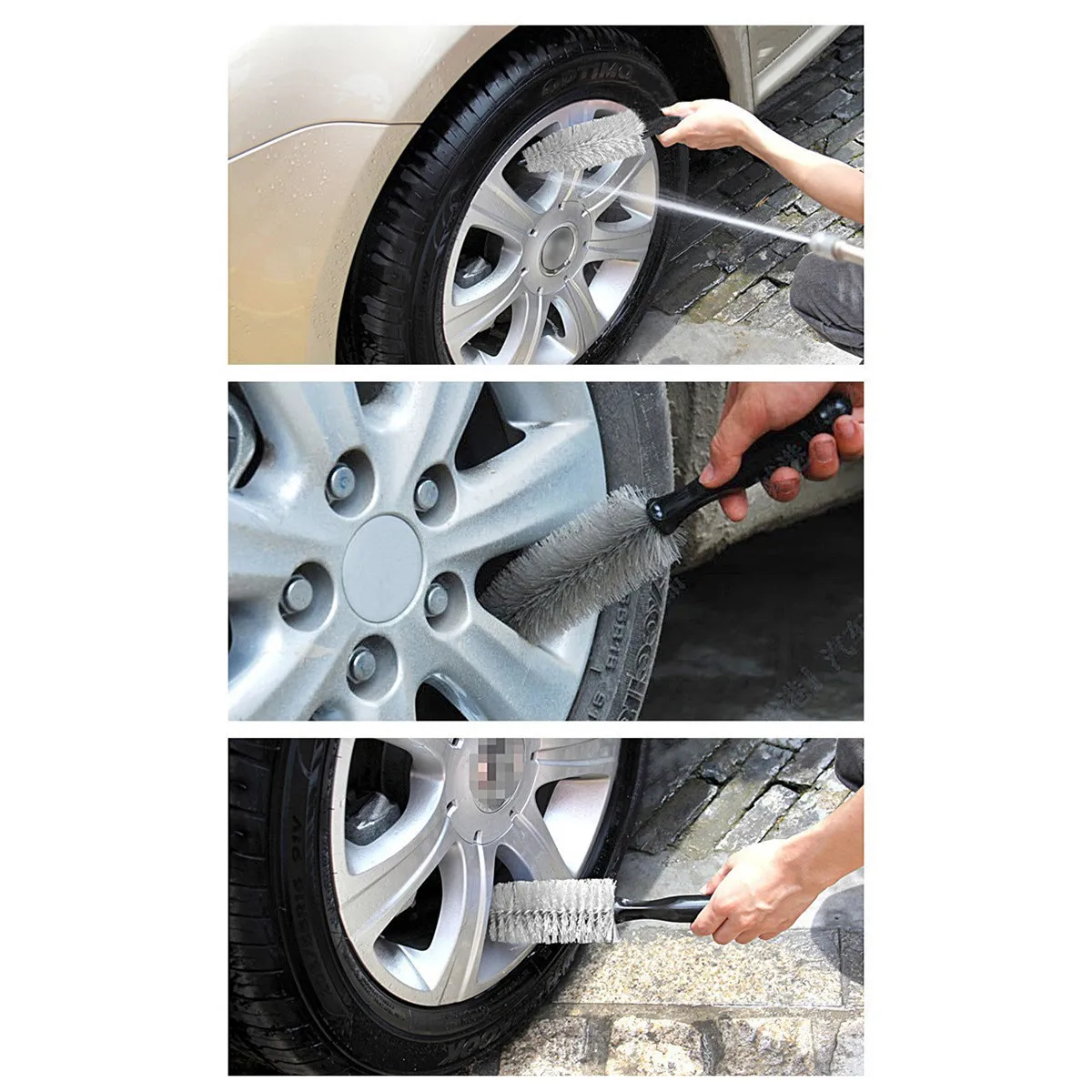 Car Tire and Wheel Brush Premium Cleaning Tool Pointed Sturdy Bristles for Auto Motorcycle Bike Home Car Cleaning