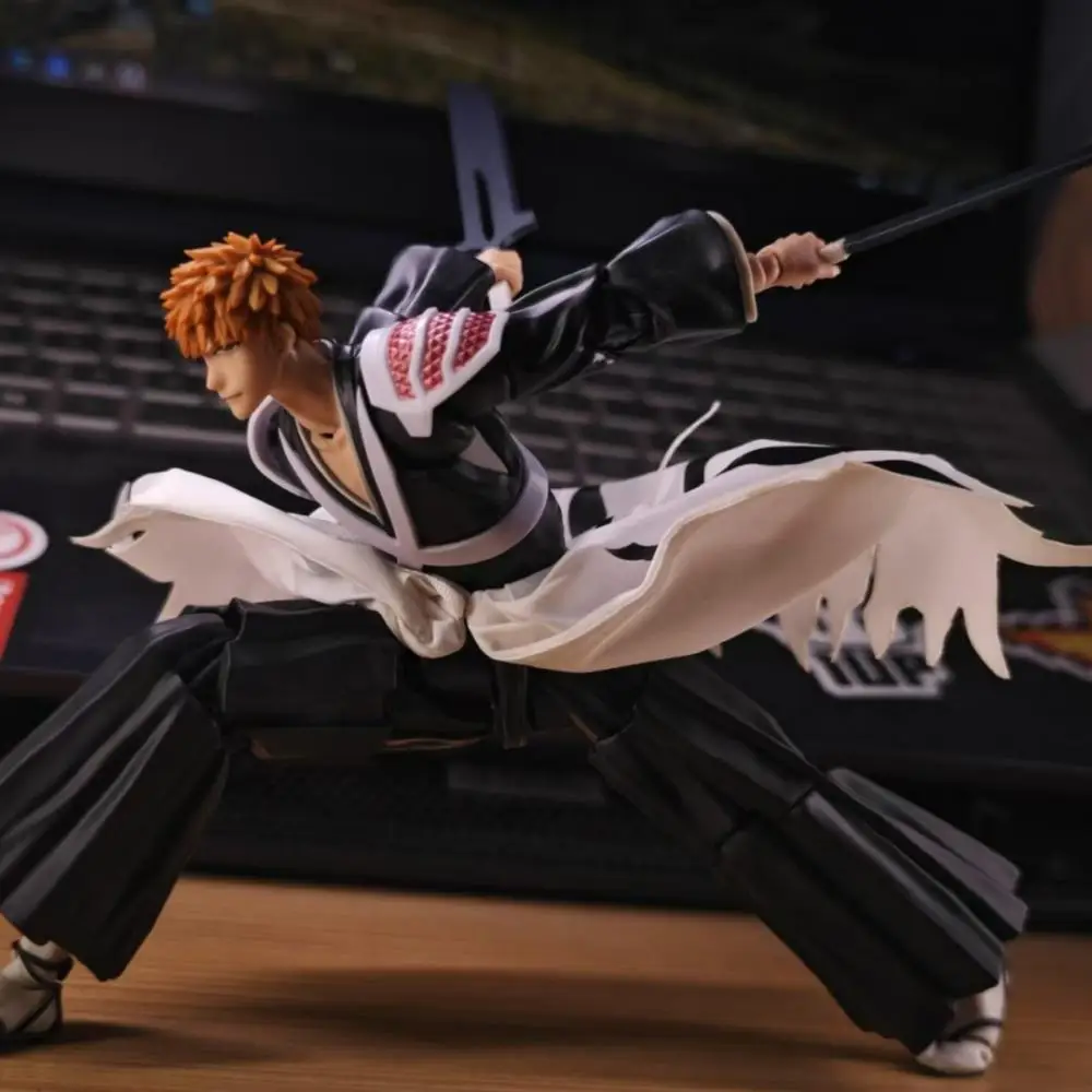 BLEACH Anime Shf Kurosaki Ichigo Handmade Clothes Clothes Built In Iron Wire for Styling Suitable for 1/12 Movable Humanoid Toys