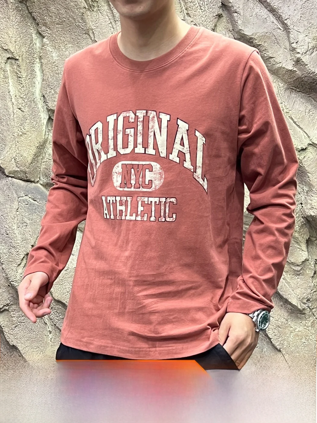 Washed Cotton Men's Base Shirt Breathable Tech Print Spring Autumn Casual Style Long Sleeve Standard Fit Comfortable Skin-Fri...