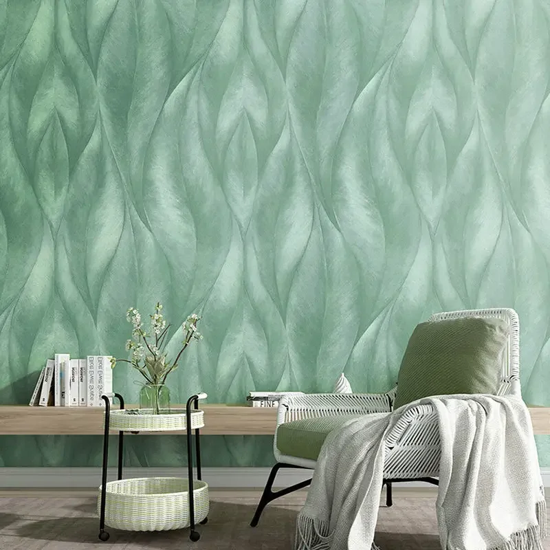 Pure Color 3D Leaves Wallpaper Modern Home Living Room Bedroom Wall Paper Leaf Mural