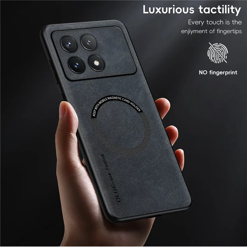Magnetic Retro Leather Soft Case For Xiaomi Poco X6 Pro PocoX6 Pro Wireless Charging Phone Case Cover