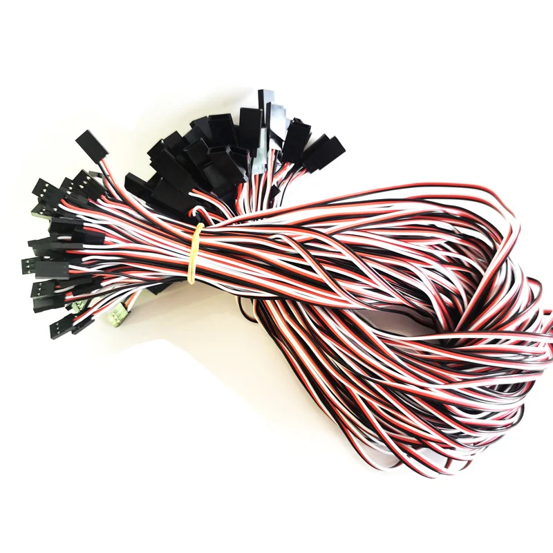 10pcs/batch 100mm/150mm/200mm/300mm/500mm/1000mm Servo Extension Cable Female Pair Male Suitable For Jr Futaba Rc Servo Toymodel