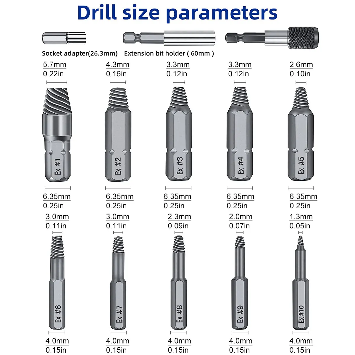 33pcs High Speed Steel Reverse Tooth Reverse Screw Extractor with Socket Adapter