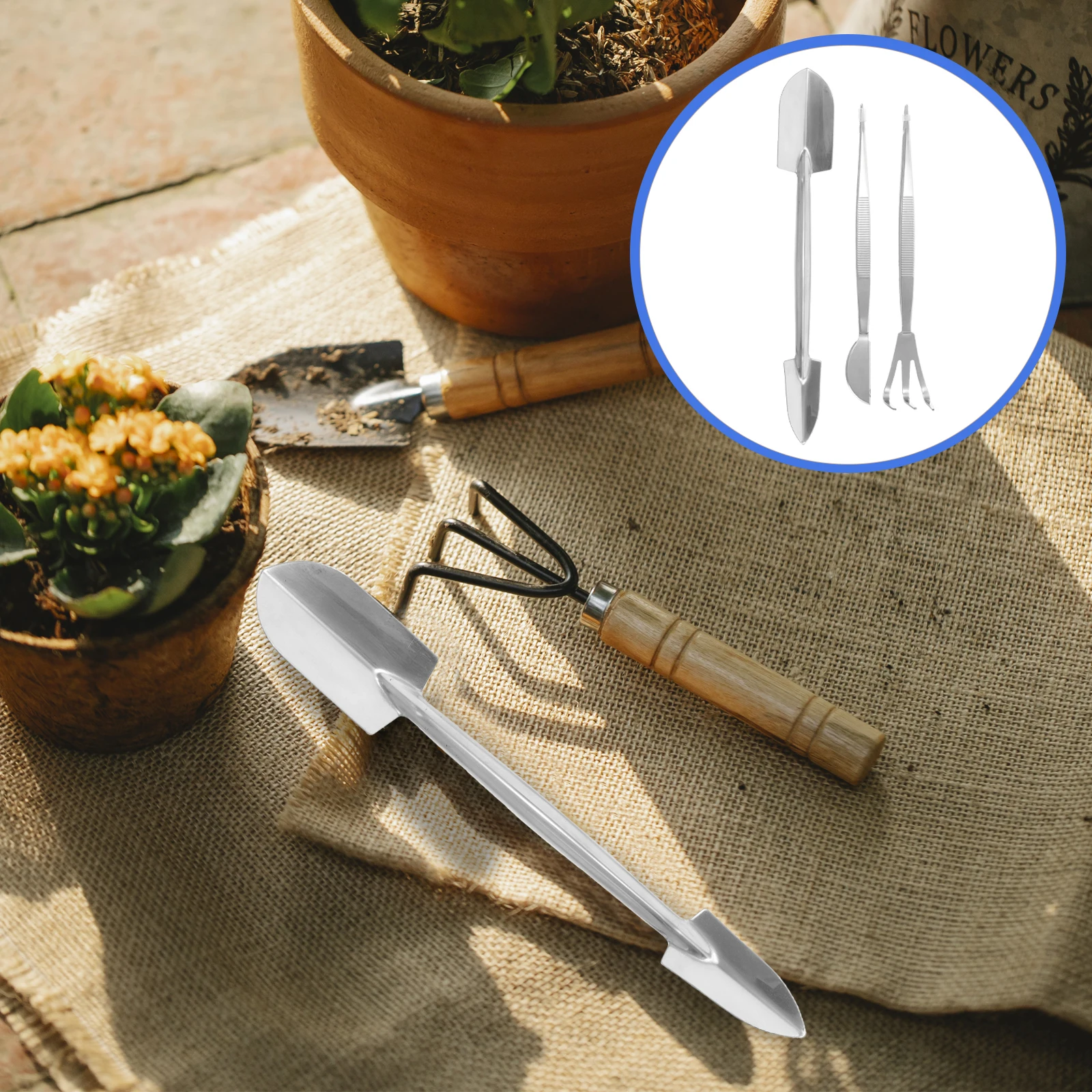 

1 set Bonsai Stainless Steel Plants Tweezers Tweezers Small Scraper Crafting Garden Rake Planting Tool Non Slip Durable