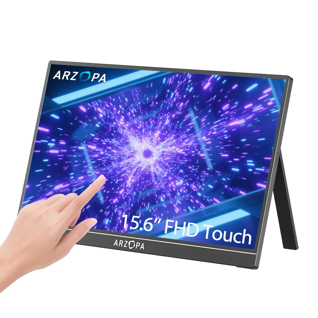 Arzopa A1T Touch Screen Monitor Portable 1080P Second Monitor HDR IPS Panel 15.6 Inch USB C 1920x1080 100% RGB Color