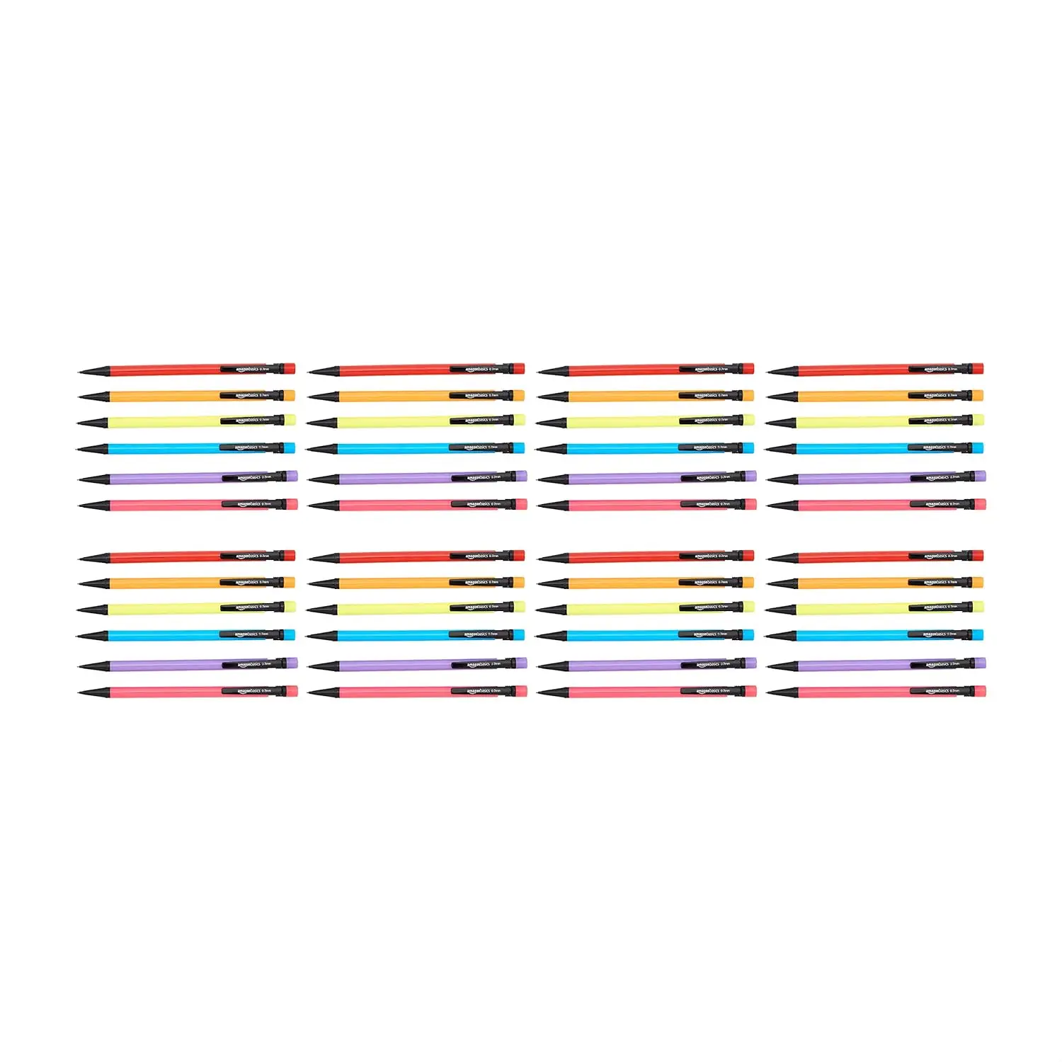 

0.7mm Mechanical Pencils with Eraser, Multicolor 48-Pack for Writing, Drawing, School and Office Supplies