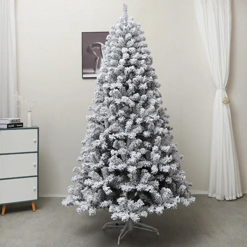 Encrypt PVC Snow White Christmas Tree Plush Tree Simulation Falling Snow Christmas Trees for Home Decoration New Year Decor 2024