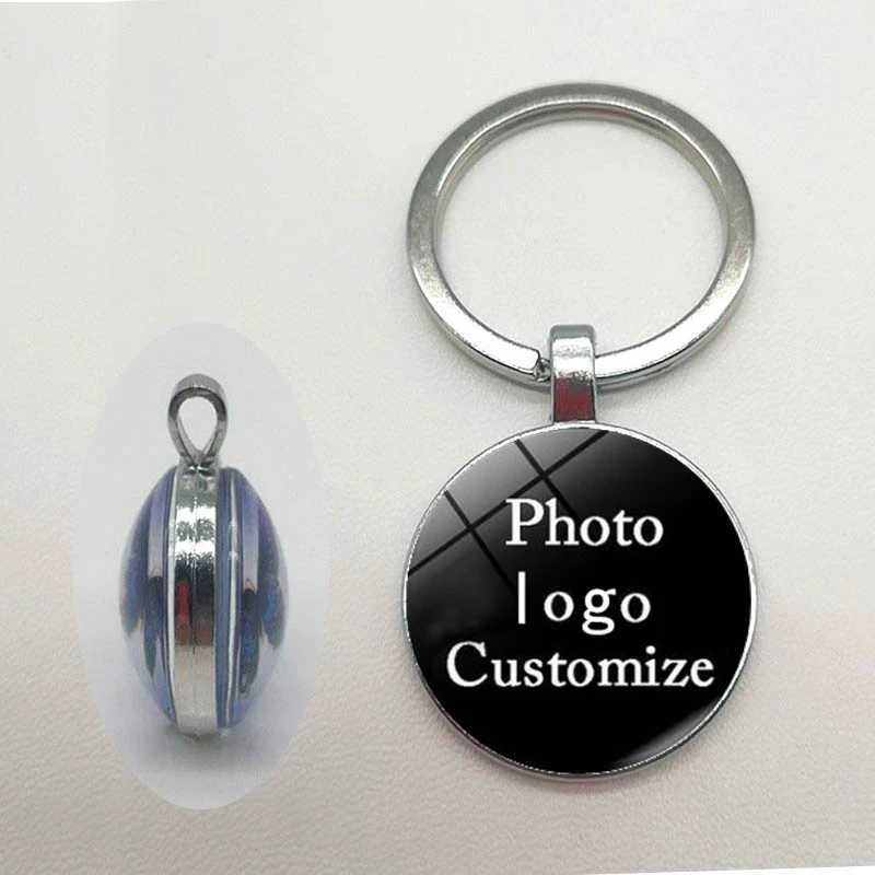 

DIY custom double-sided glass keychain, any image logo customization