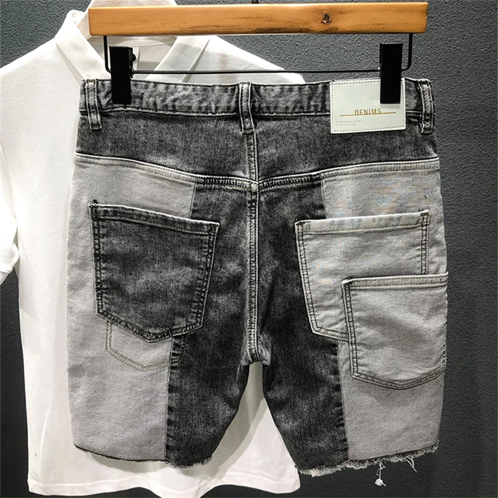 Pants Men Jeans Shorts Hole Streetwear Harajuku Slim Straight Denim Shorts Summer Casual Baggy Ripped Jeans for men clothing