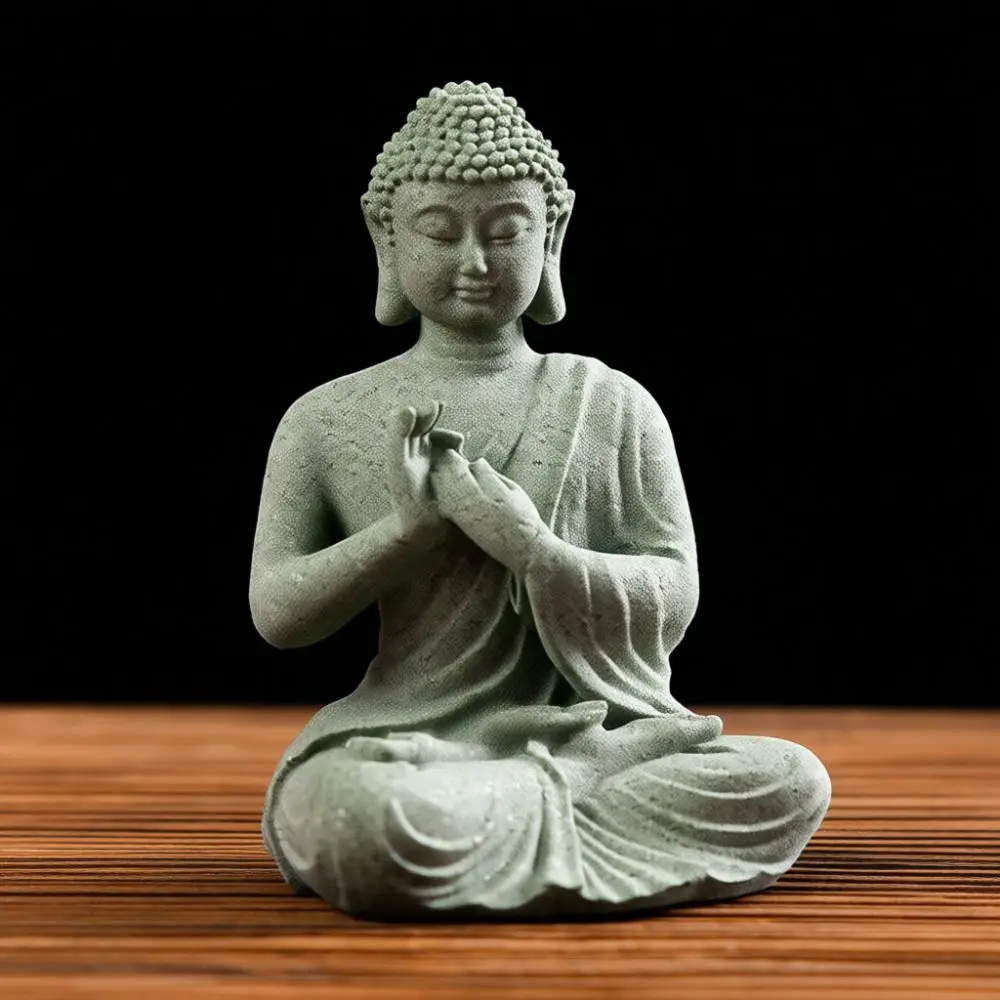 Zen Buddha Sculpture Sandstone Ornament Home Decor For Aquarium Landscape Entrance Tabletop New Chinese Art Piece