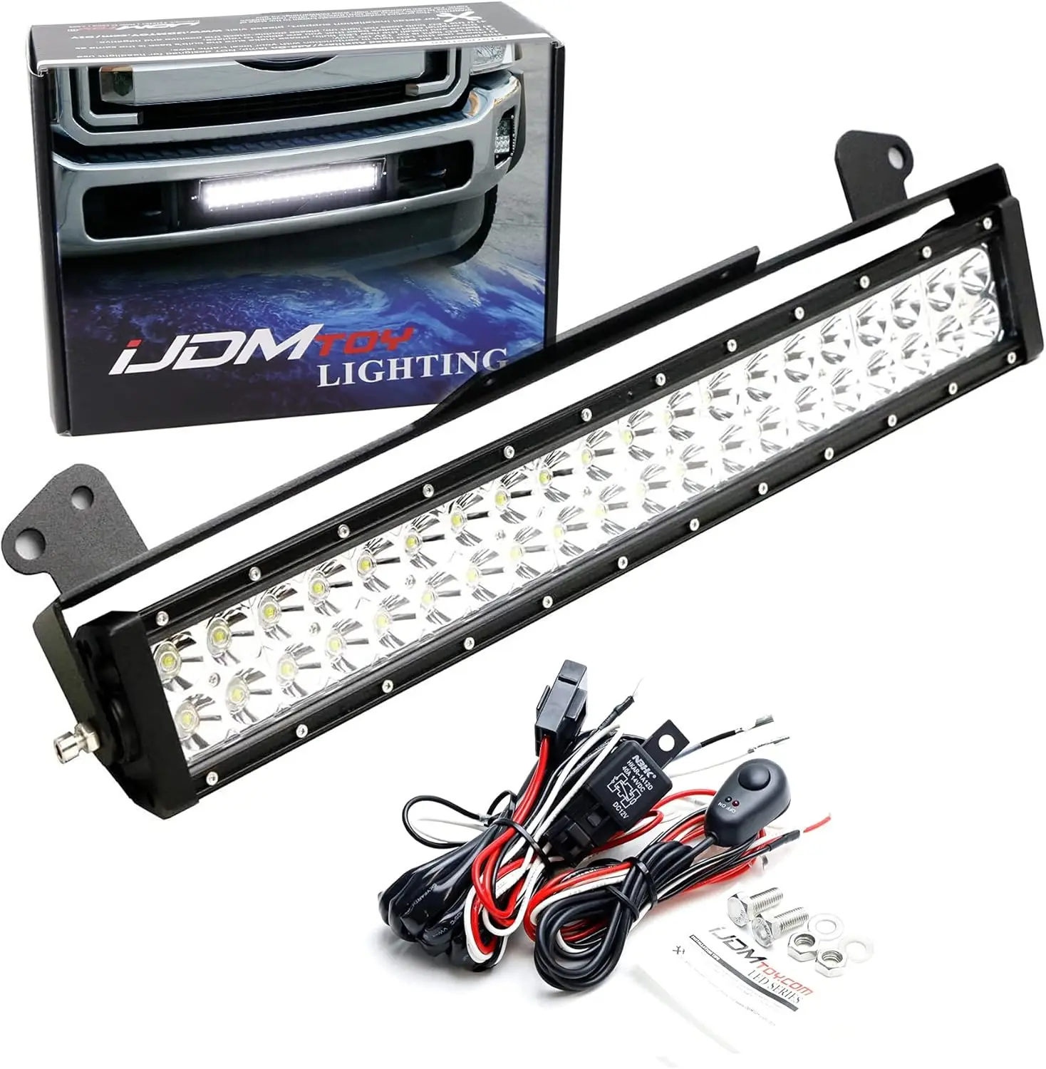 Bar Compatible with 2011-16 Ford F250 F350 Super Duty, Includes (1) 120W High Power LED Lightbar, Lower Bumper Opening Mount Bra