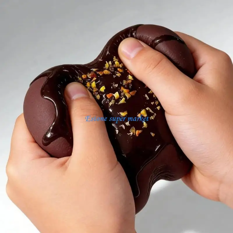 090B Chocolate Bread Squeeze Stretchy Toy Handheld Stress Reliever Pinch Toy With Satisfying Slow Rising for Tension Reduce