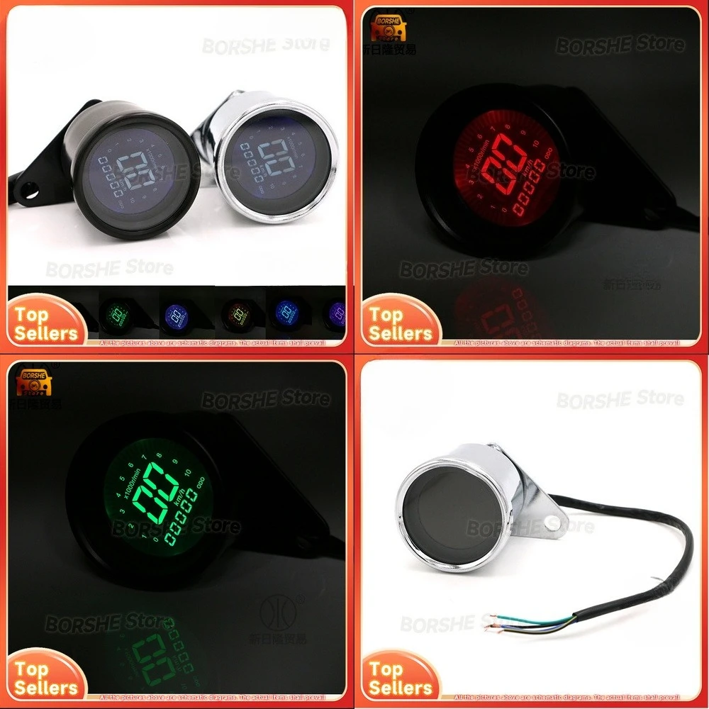 

2026 Suitable for Universal Motorcycle Speedometer and Odometer LCD Digital Gauge with LED Display for Classic Bike