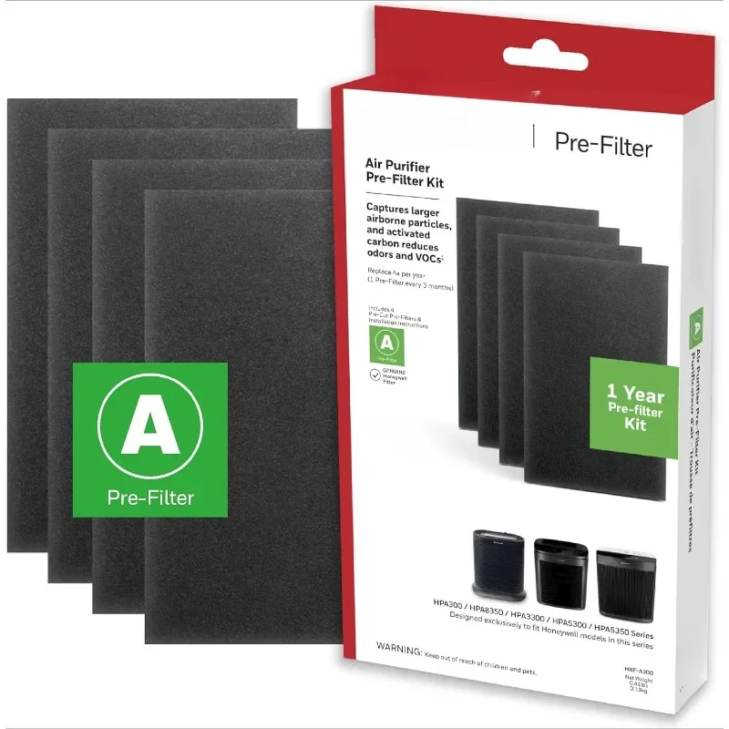 

HRF-A300 Air Purifier Pre Kit Filter, 4-Pack - Allergen Air Filter Targets Dust, VOC, Pet, Kitchen, and Wildfire/Smoke Odors