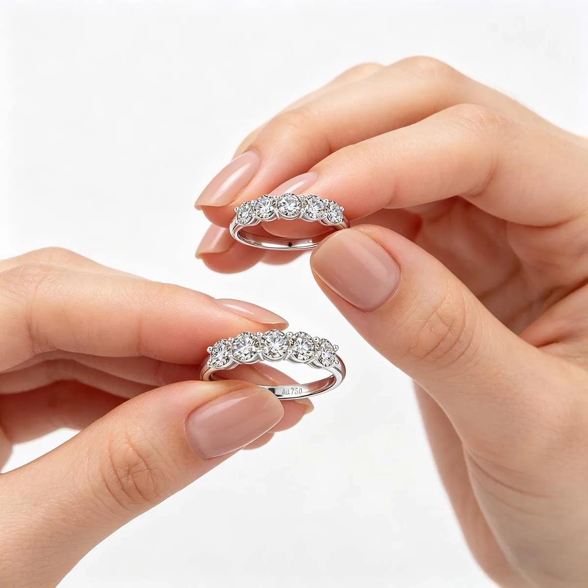 D VVS1 3mm 5 Stone Moissanite Diamond Ring 18K Gold Pass Diamond Tester Classic Match Wedding Eternity Band with GRA For Female