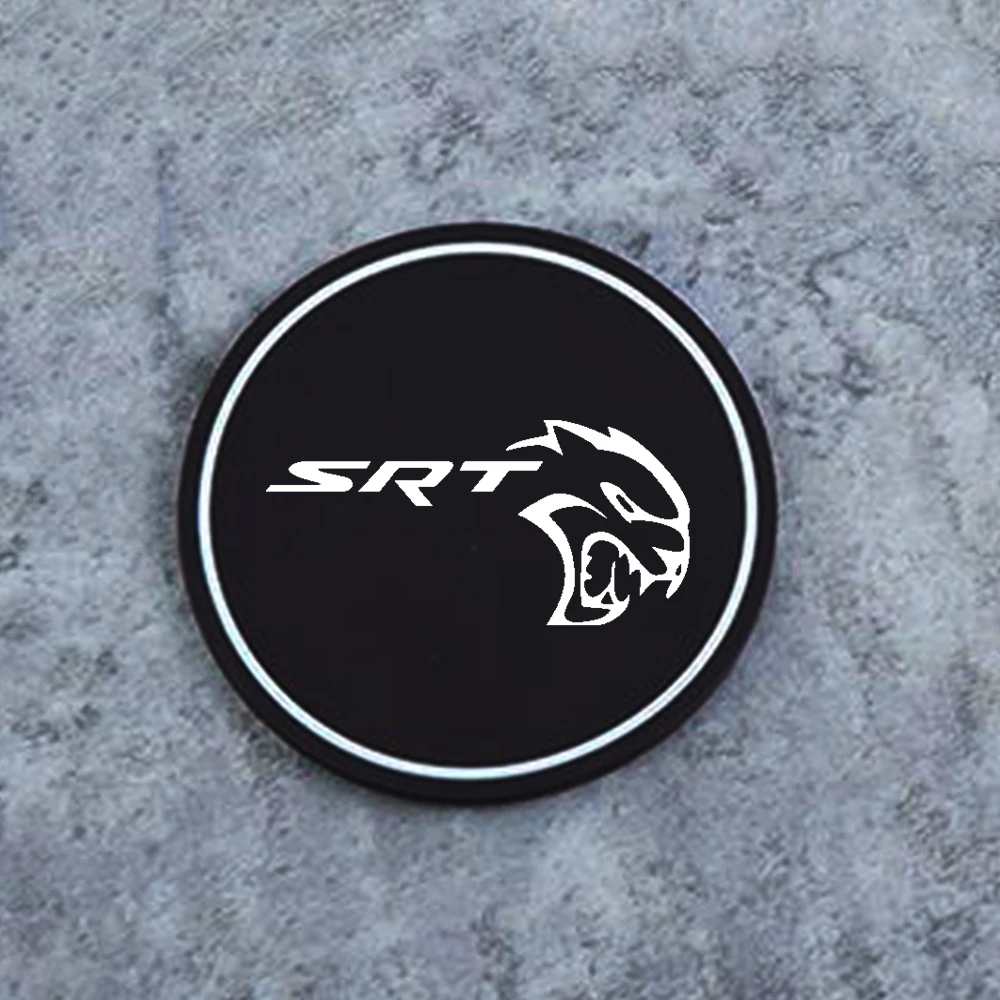 2Pcs Car Coaster Water Cup Bottle Holder Anti-slip Pad Mat Silica Gel Bottle Holder Pad For Dodge SRT Logo Charger Challenger