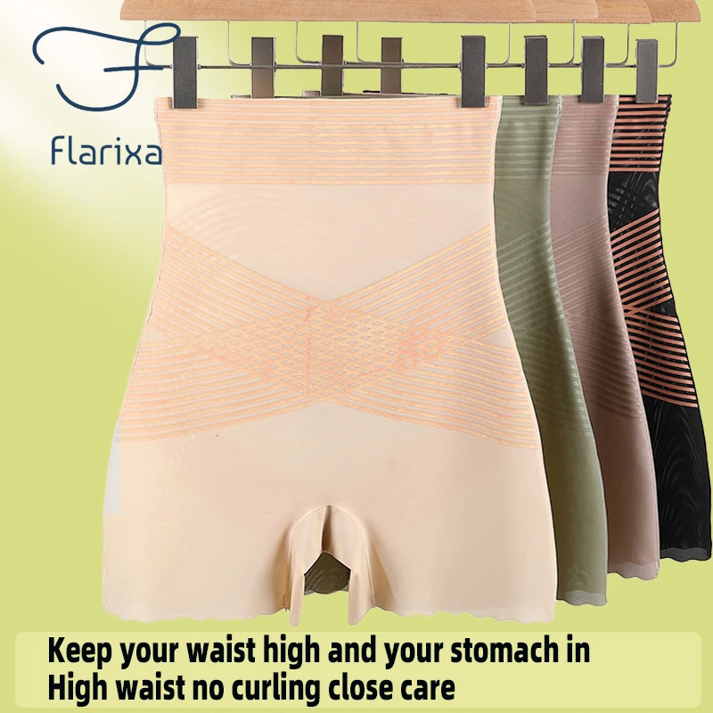 Flarixa High Waist Slimming Shorts Under the Skirt Women Tummy Control Shorts Slimming Belly Underwear Mesh Body Shaper 2023 New