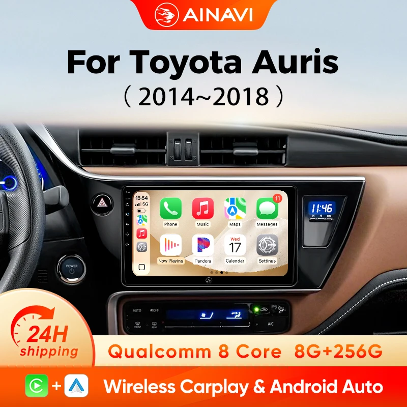 AINAVI Autoradio für Toyota Auris 2016 2017 2018 Corolla Altis Hybrid E170 E180 Carplay Android Auto Multimedia-Player Stereo 4G