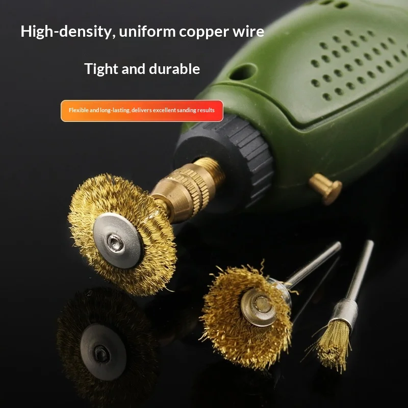 Brass Wire Brush Set 3.0mm Shank Copper Wire Brush Cup Pen Wheel for Rotary Tool Polishing Cleaning Derusting Rust Removal