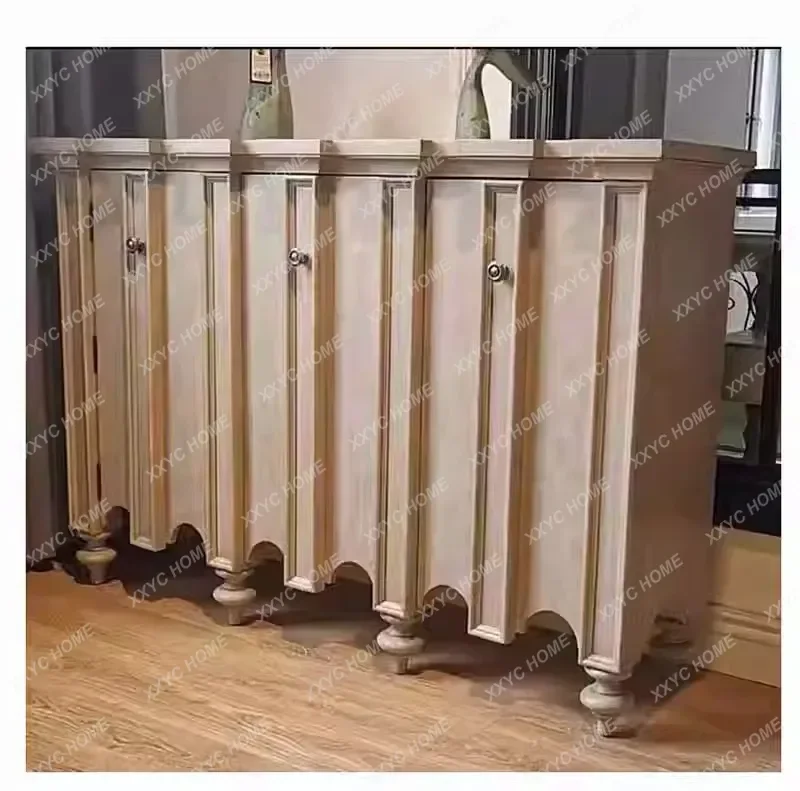 

DV Style Wine Cabinet Display Entrance Decorative Cabinet Solid Wood Vintage Storage Cabinet Antique Sideboard