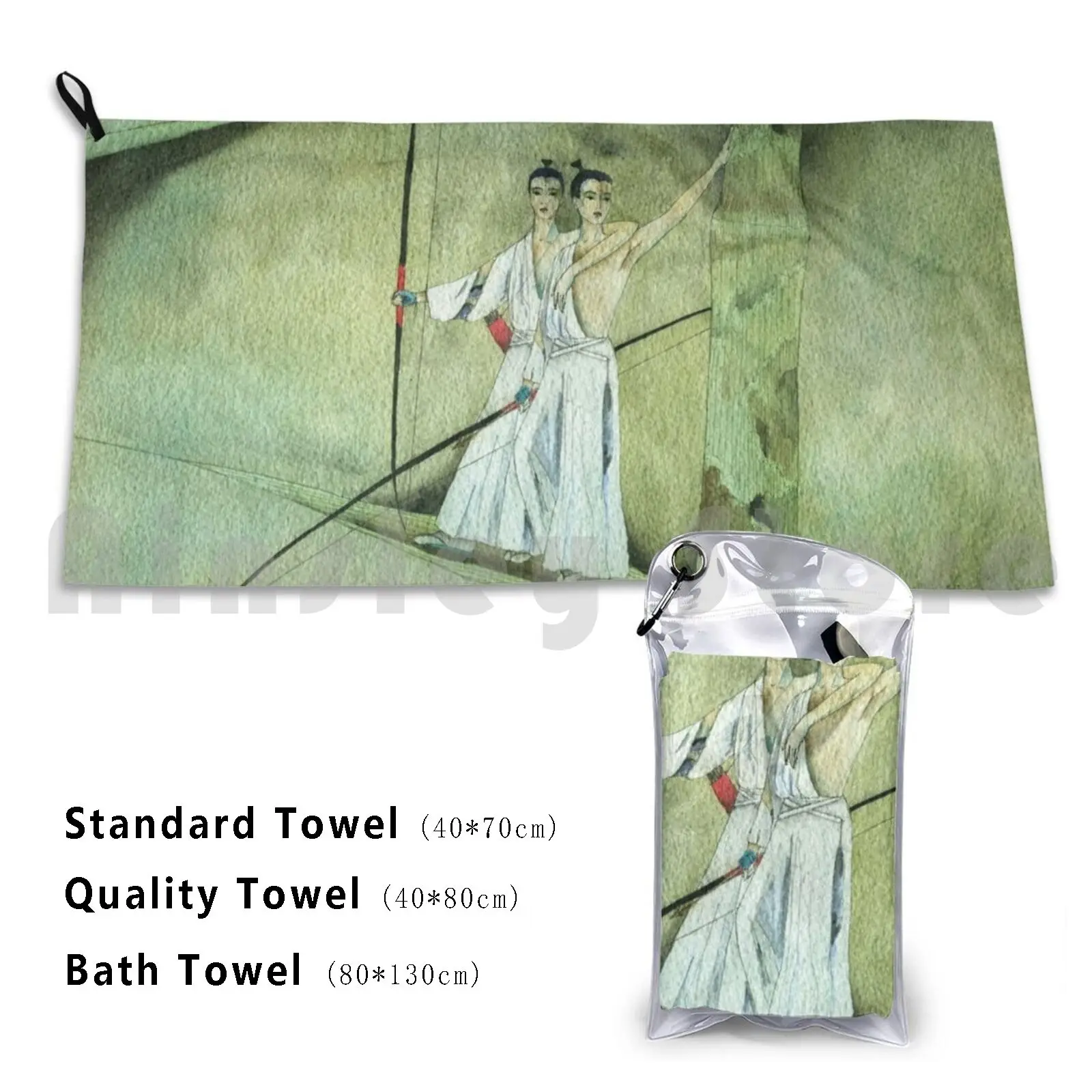 Soul Mate Custom Towel Bath Towel Hollywutz Soulmates Almas Gemelas Japan Arc Longbow Hakama Heron Great